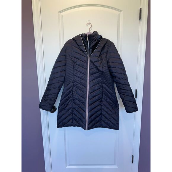 Laundry by Shelli Segal Black Puffer Coat Hood Size XL - Picture 1 of 11